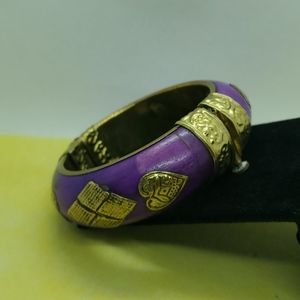 Vintage wood brass pin hinge bracelet